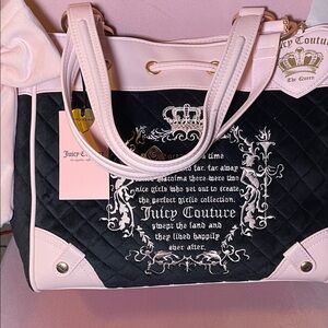 Juicy Couture Tale Tote Black and Pink Quilted